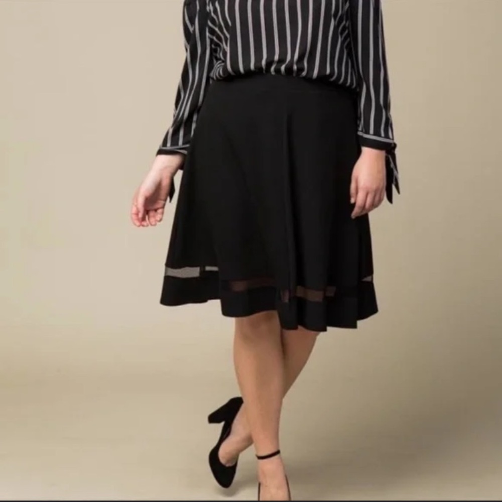 Faith & Joy Los Angeles midi skirt featuring mesh panels and a textured fabric M
